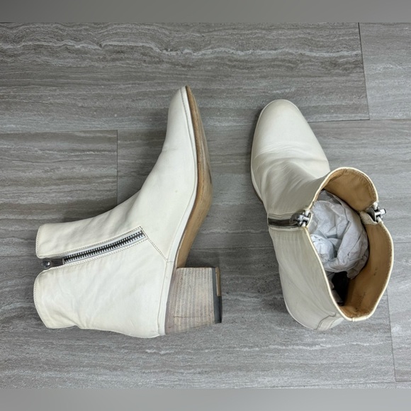 I.N.K. Block Heel Ankle Side Zip Cream Leather Boots EU 39 US  8 - Picture 4 of 12